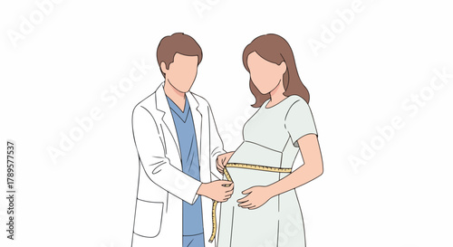 Obstetrician Measuring Pregnant Womans Belly with Tape