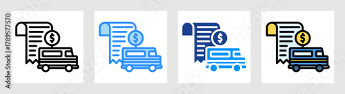Transportation Bill Icon Collection Set Multiple Style