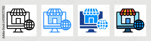 Global Marketplace Icon Collection Set Multiple Style