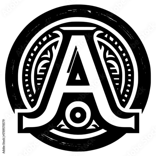 'A' letter Monogram Initial Letters Logo black vector icon with transparent background 