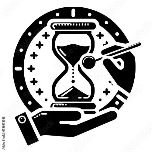 Hourglass Time black vector icon  with transparent background 
