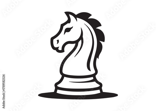 Chess knight line art vector