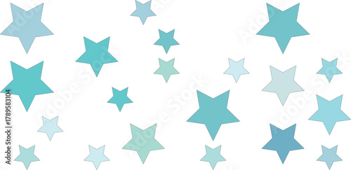 A scattering of light blue and teal stars of various sizes