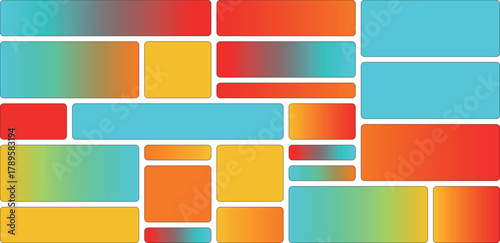 Abstract composition of rounded rectangles with vibrant gradient color transitions