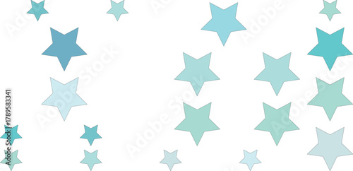 A scattering of light blue and teal stars on a white background, creating a whimsical and dreamy effect
