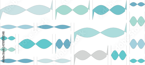 Abstract pattern of blue and teal shapes resembling bow ties