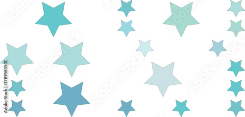 A collection of light blue and teal stars scattered across a white background
