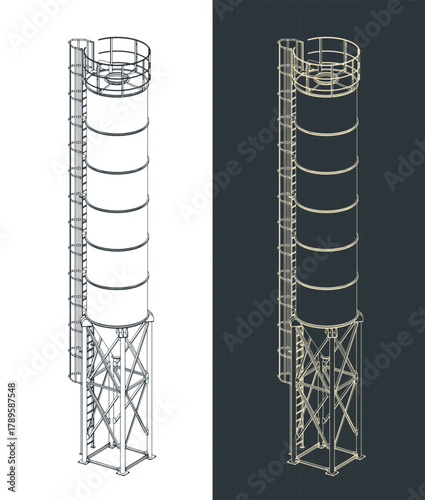 Bulk silo storage isometric drawings