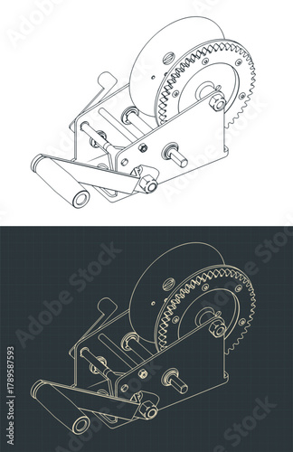 Reversible hand winch isometric drawings