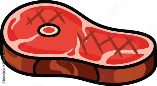 Grilled T Bone Steak With Sear Marks And Marbling On White Background