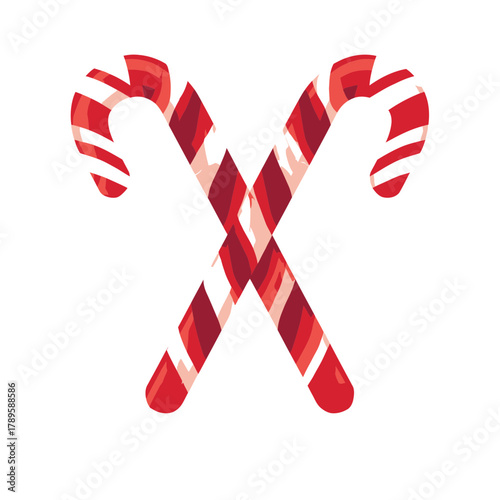 Festive Crossed Candy Canes with Red and White Stripes.