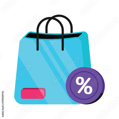 Shopping bag with special Black Friday offers Vector Icons
