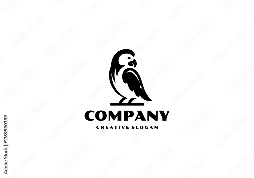 Naklejka premium Adorable Parrot Cockatoo Silhouette Template Illustration Vector Design