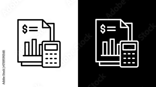 Financial Planning  White Icon Set Design