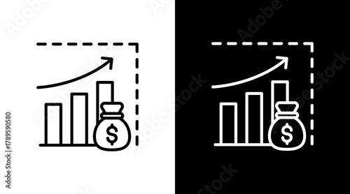 Business Growth  White Icon Set Design
