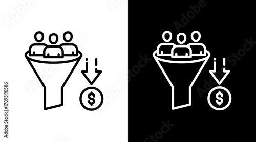 Sales Funnel  White Icon Set Design