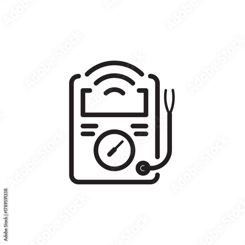 Smart meter icon symbolizing digital energy measurement and wireless data collection, representing modern utility infrastructure, automated meter reading, and consumption monitoring systems.