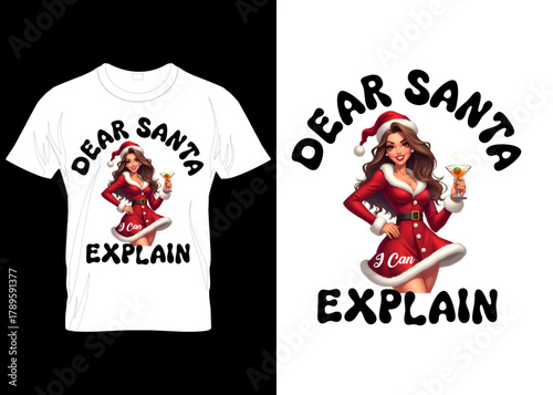 CHRISTMAS T-SHIRT DESIGN  Merry Santa! christmas day appeal clothes typography trendy trendy, retro design, 