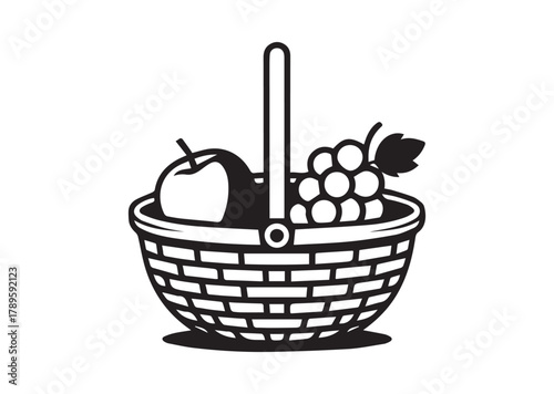 Food basket line art vector