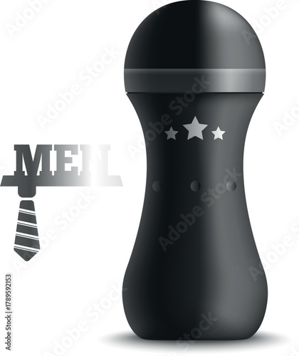 3d render of a black man symbol made of many spheres