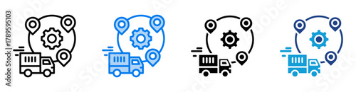 Delivery logistics icon set multiple style collection