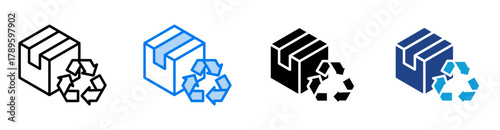 Recycle box icon set multiple style collection