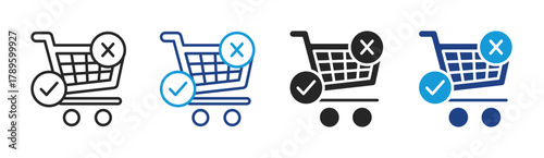 Cart icon set multiple style collection