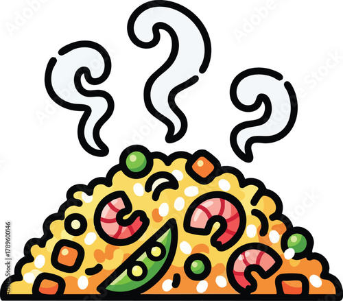 Steaming Fried Rice With Shrimp Peas Carrots And White Rice In A Bowl