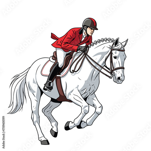 Equestrian jumping a horse over an obstacle