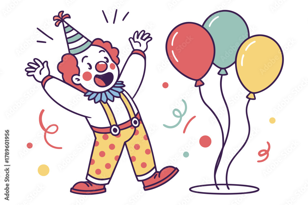 Naklejka premium happy birthday clown