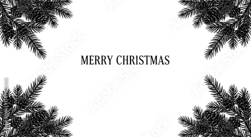 Christmas frame with fir branches for holiday season