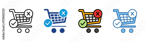 Cart icon set multiple style collection
