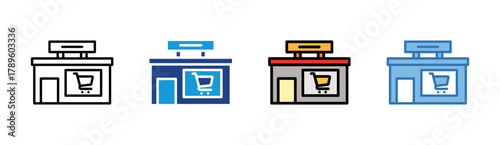 Store icon set multiple style collection