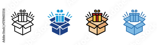Gift icon set multiple style collection