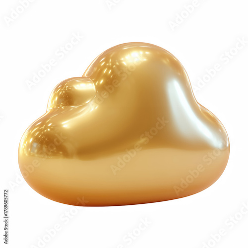 Golden cloud with smooth soft rounded shape isolated on transparent background