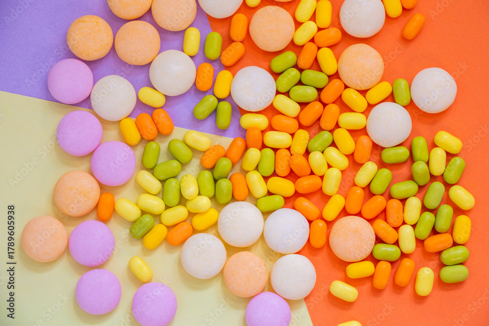 Fototapeta premium Candy on the colorful background