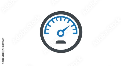 Speedometer icon with needle pointing to high speed.