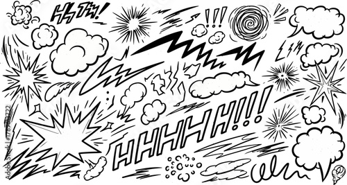 Illustration of comic speech bubbles and sound effects