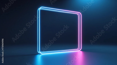 Futuristic neon frame glowing with vibrant pink and blue light  Neon Gateway,, Generative Ai