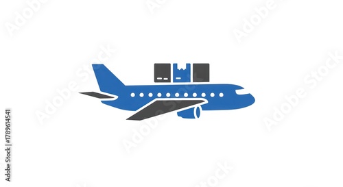 Airplane carrying cargo containers, symbolizing air freight and logistics.