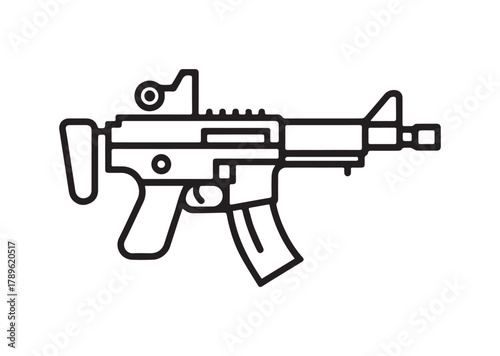 black outline assault rifle weapon clip art preview