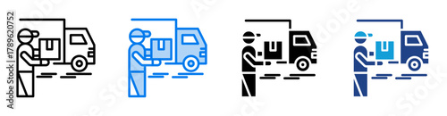 Courier service icon set multiple style collection