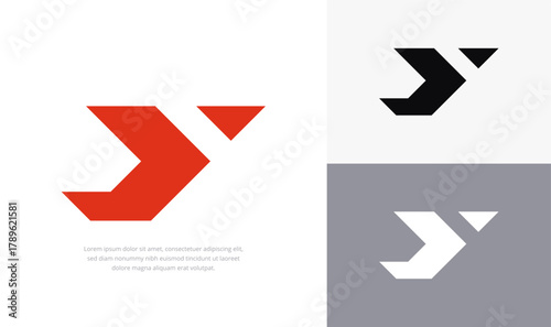 Letter Y modern futuristic sports logo design. Available with red black and white color.
