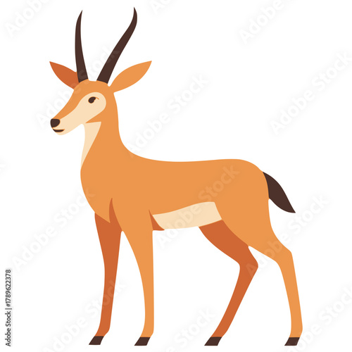 Impala gazelle wild animal flat color vector illustration template design