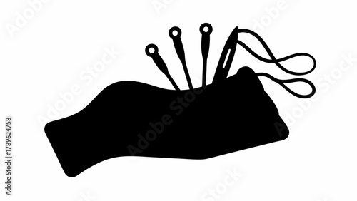 Acupuncture treatment with needles in a hand, emphasizing wellness and holistic health practices, originally a scalable vector graphic