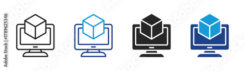 3D Model icon set multiple style collection