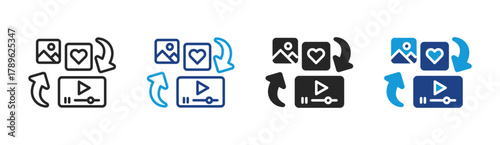 Content Share icon set multiple style collection