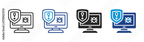 Bug Alert icon set multiple style collection