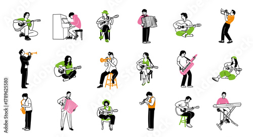 People who play musical instruments.