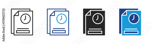 Time Report icon set multiple style collection